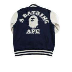 Bape College Logo Varsity Jacket Black