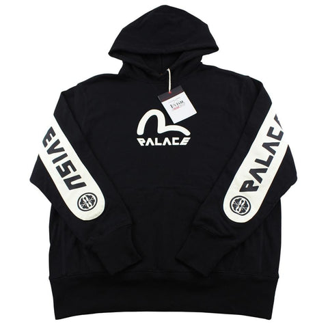 palace x evisu hoodie black