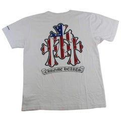 T-shirt blanc avec croix Chrome Hearts USA