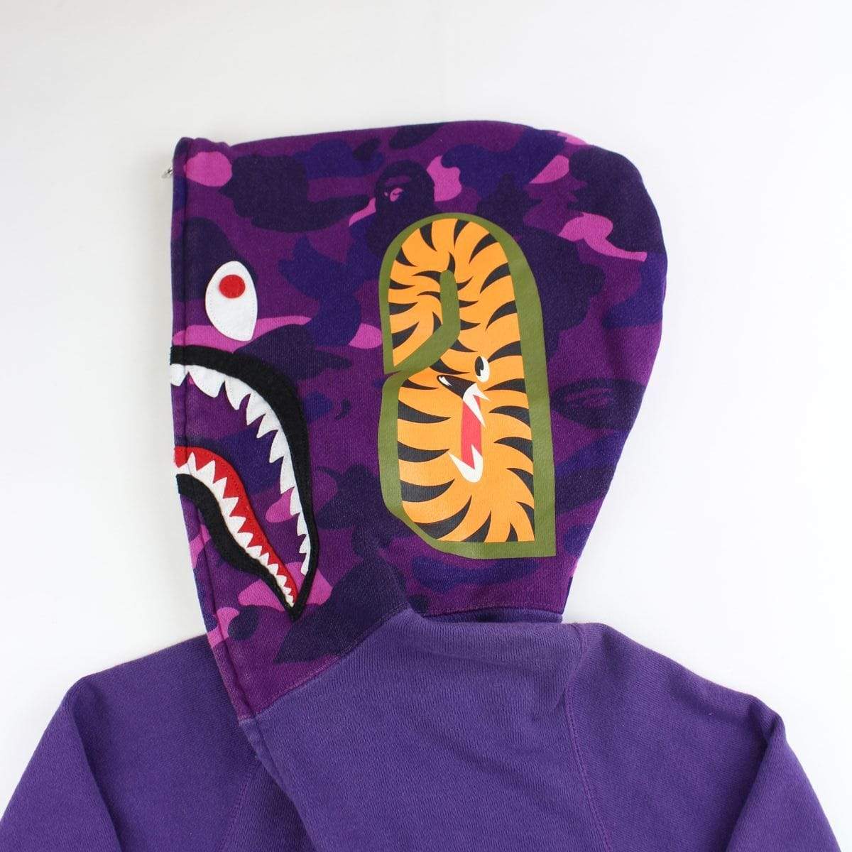 Bape Purple Camo Shark Face Hoodie Purple - SaruGeneral