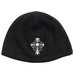 Bonnet noir avec logo croix Chrome Hearts