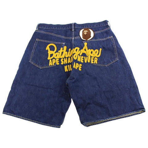 Bape Yellow asnka rope Denim Shorts