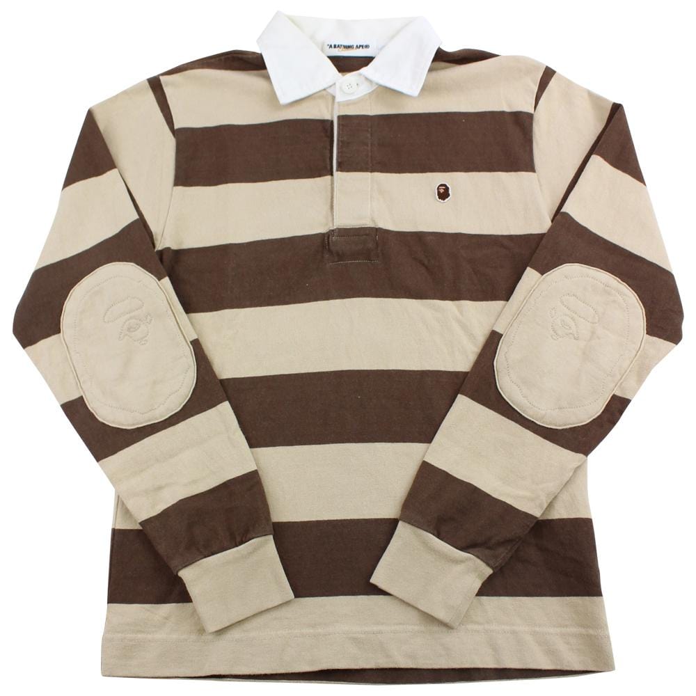 bape brown stripe polo ls - SaruGeneral