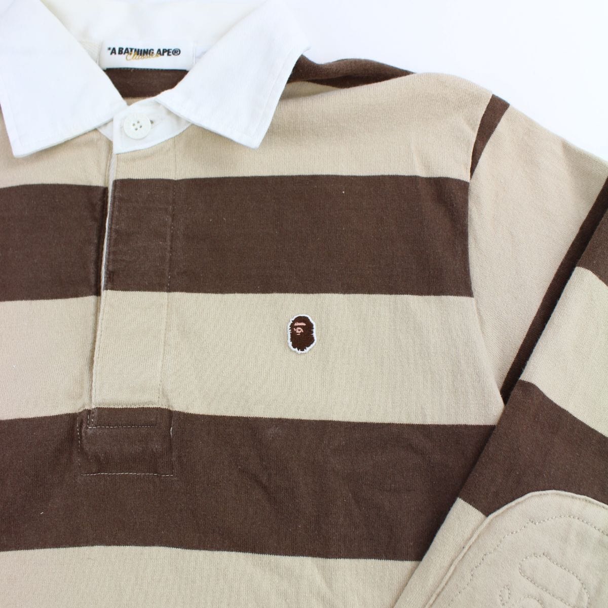 bape brown stripe polo ls - SaruGeneral