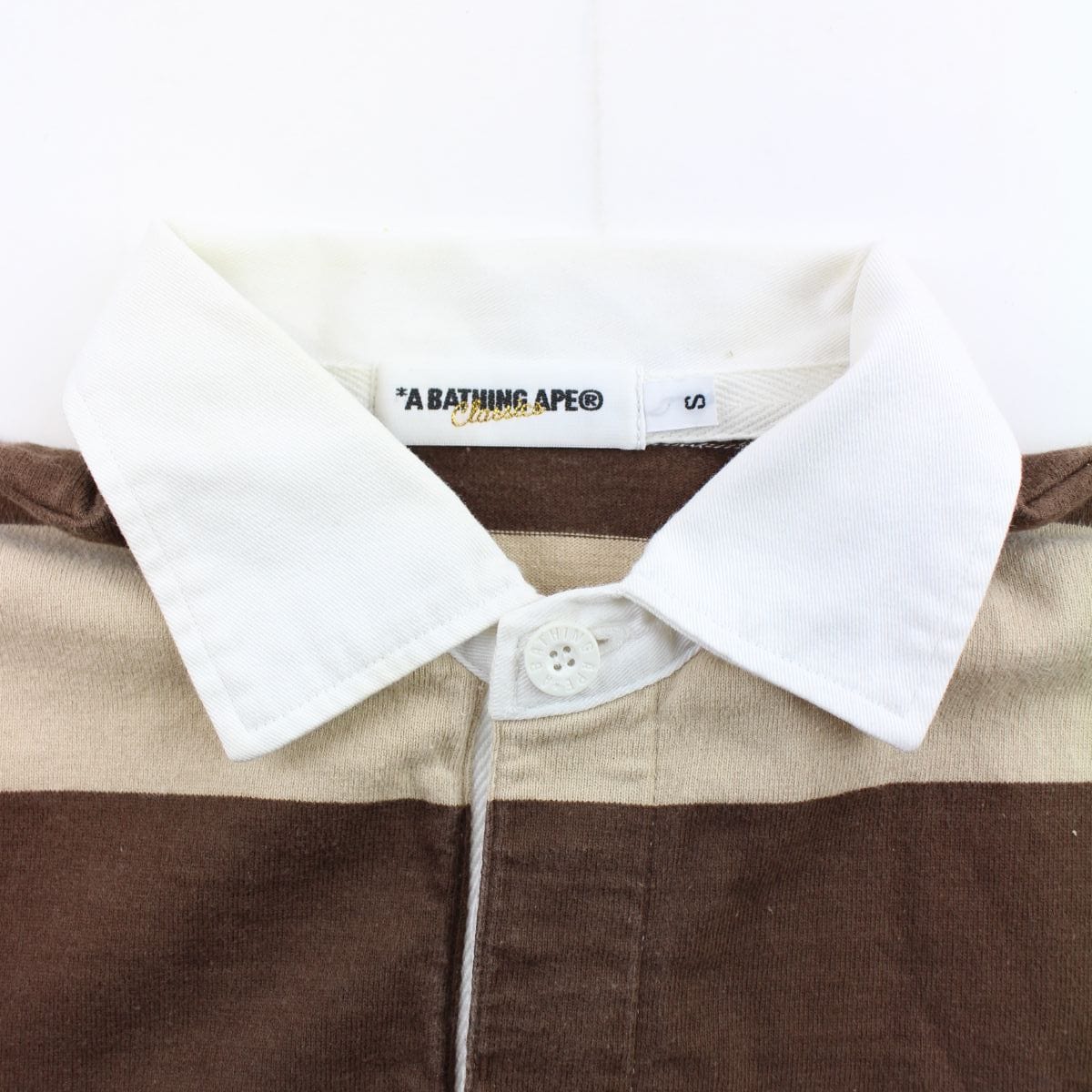 bape brown stripe polo ls - SaruGeneral