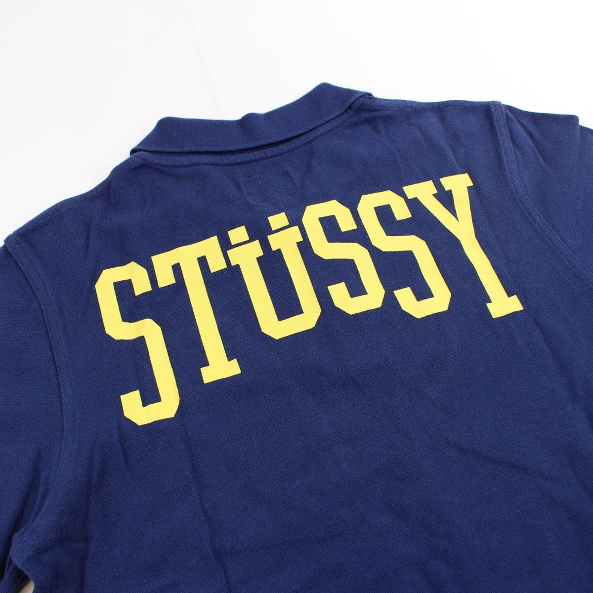 Stussy Green Text Polo Navy - SaruGeneral