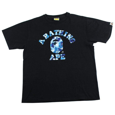 Bape x Original Fake x Kaws Blue Camo College Logo Tee Black