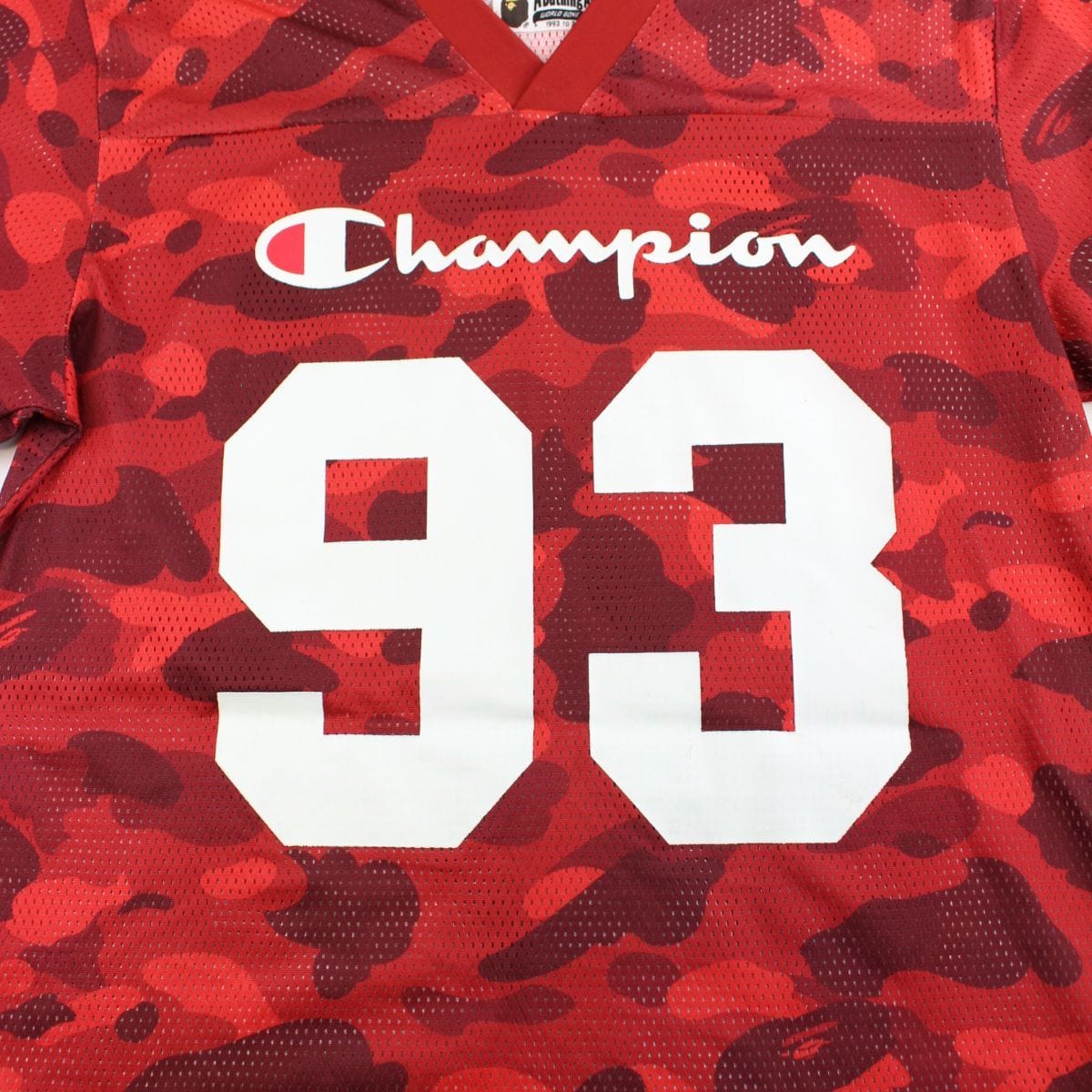 Bape x Champion Red Camo Football Jersey - SaruGeneral