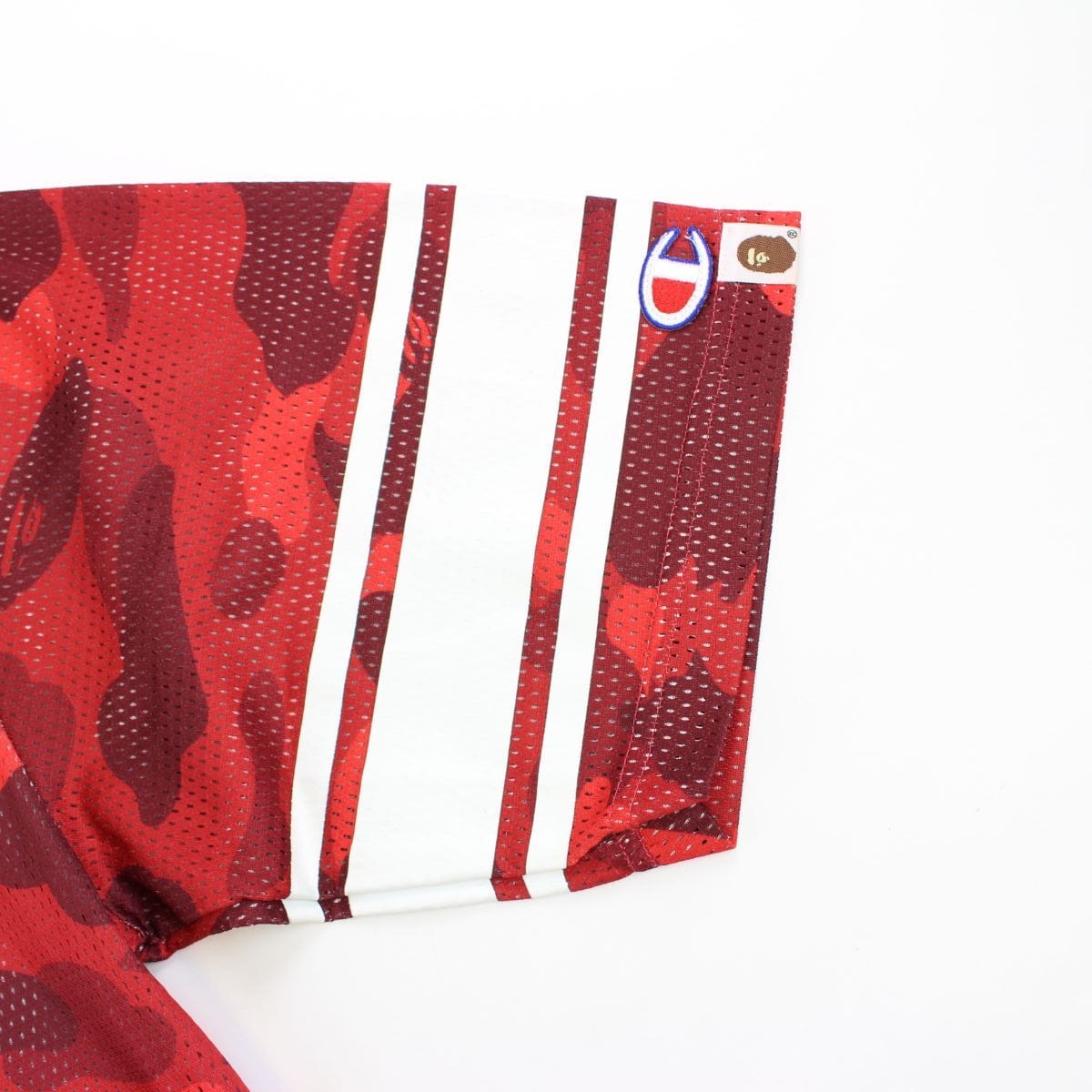 Bape x Champion Red Camo Football Jersey - SaruGeneral