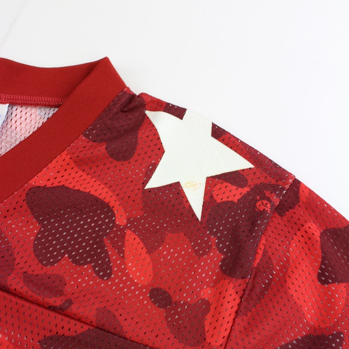 Bape x Champion Red Camo Football Jersey - SaruGeneral