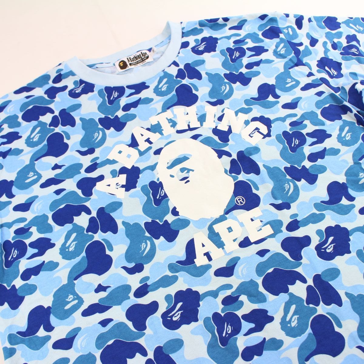 Bape ABC Blue Camo College Logo Tee - SaruGeneral