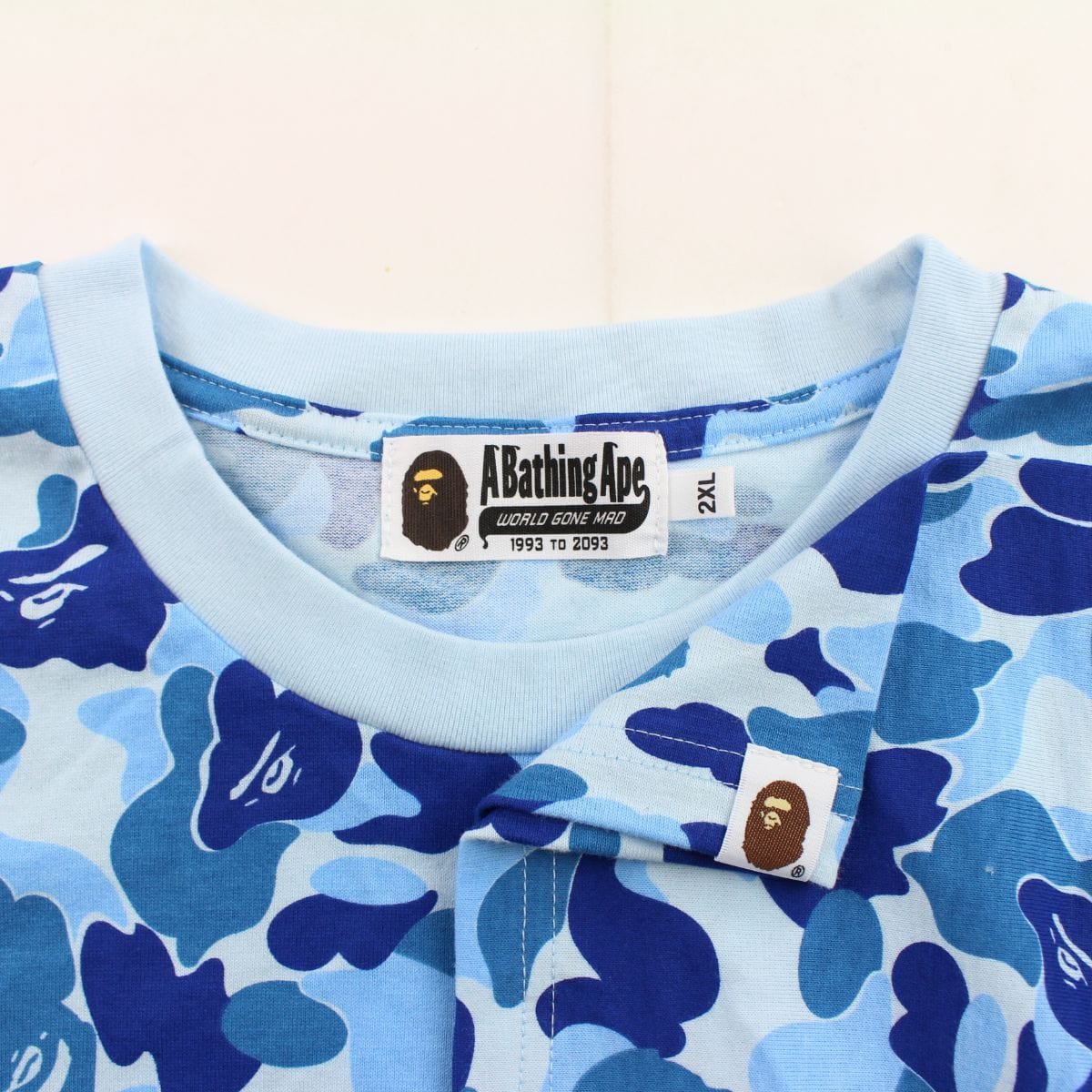 Bape ABC Blue Camo College Logo Tee - SaruGeneral