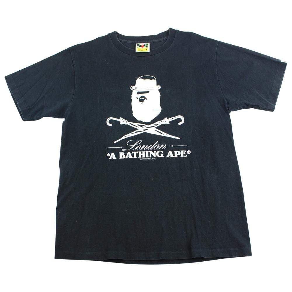 Bape London Bowler Hat Logo Tee Black - SaruGeneral