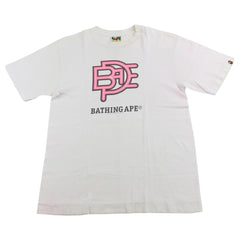 bape pink text tee white