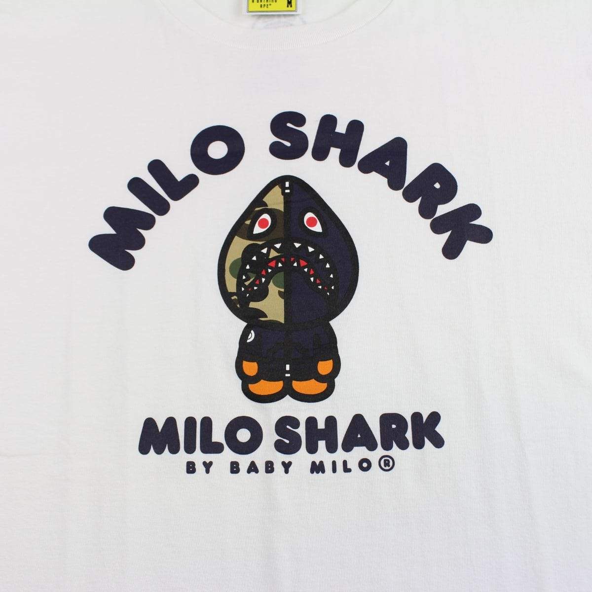 Bape milo Shark Hoodie Figure Logo Tee White - SaruGeneral