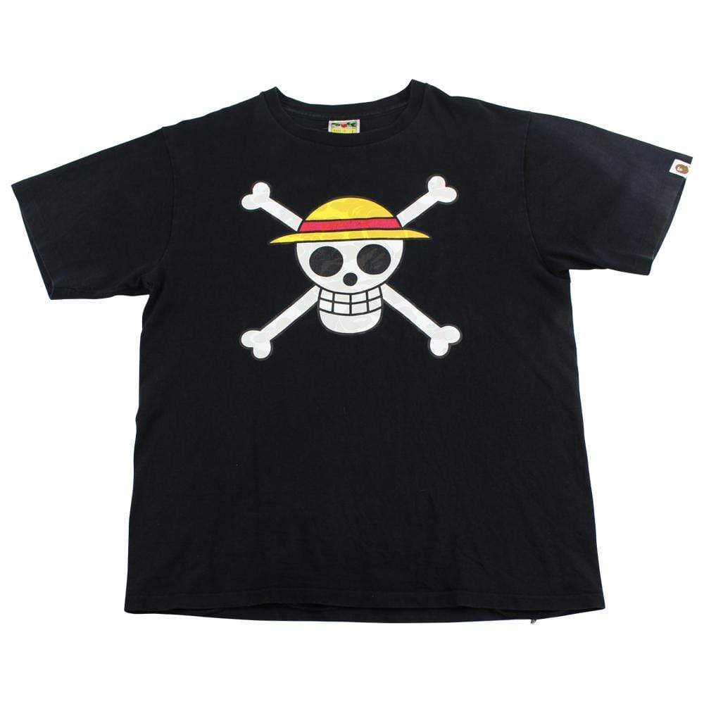 Bape x One Piece Crossbones Logo Tee Black - SaruGeneral