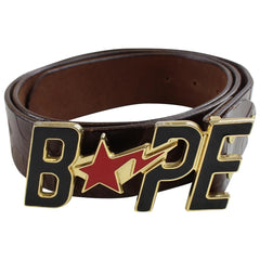 Bapesta Text Logo Leather Belt