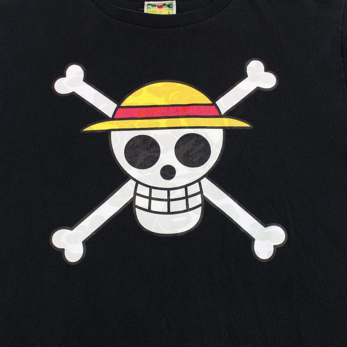 Bape x One Piece Crossbones Logo Tee Black - SaruGeneral