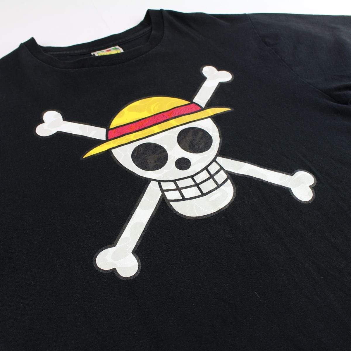 Bape x One Piece Crossbones Logo Tee Black - SaruGeneral