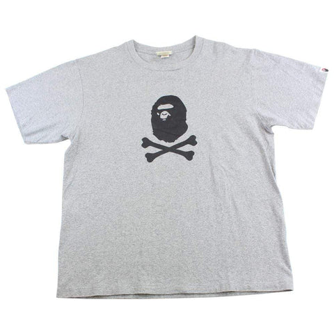 Bape Ape Crossbones Logo Tee Grey