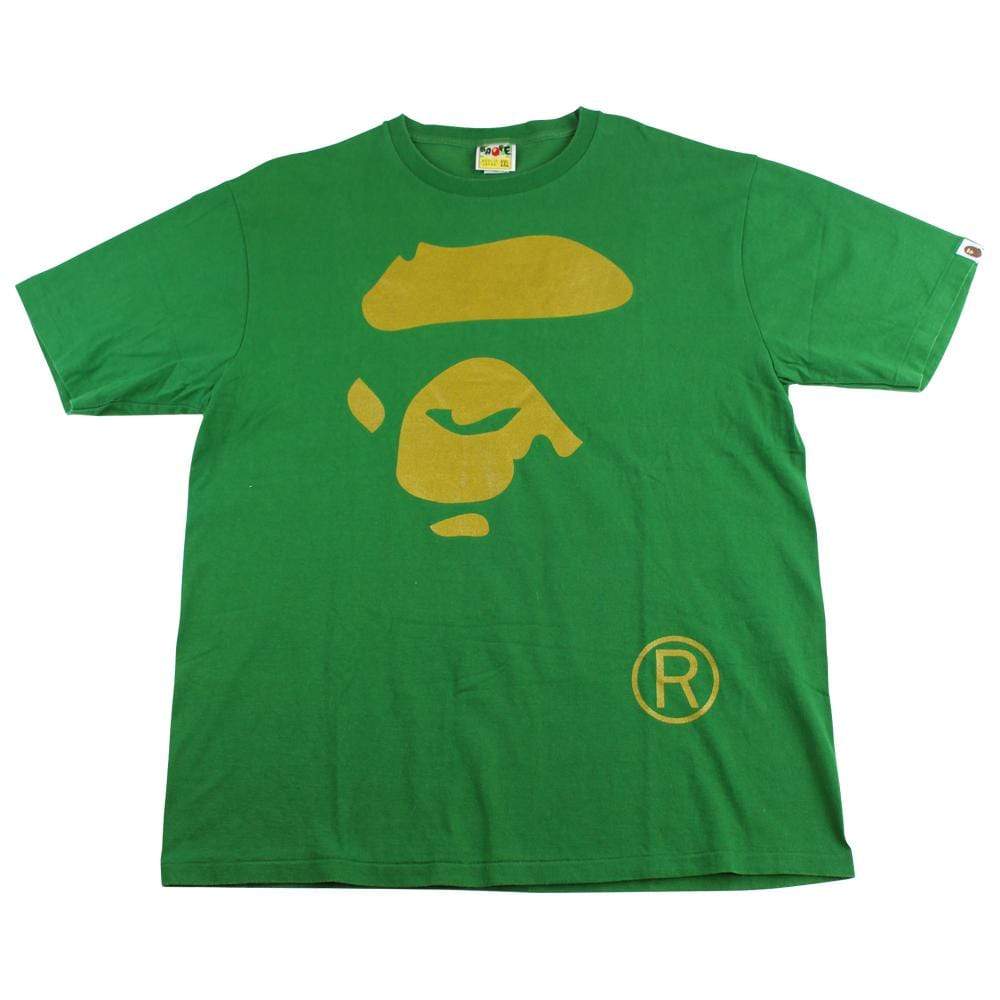 Bape Ape Face Logo Tee Green - SaruGeneral