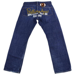 Bape Yellow Rope Text Denim Jeans