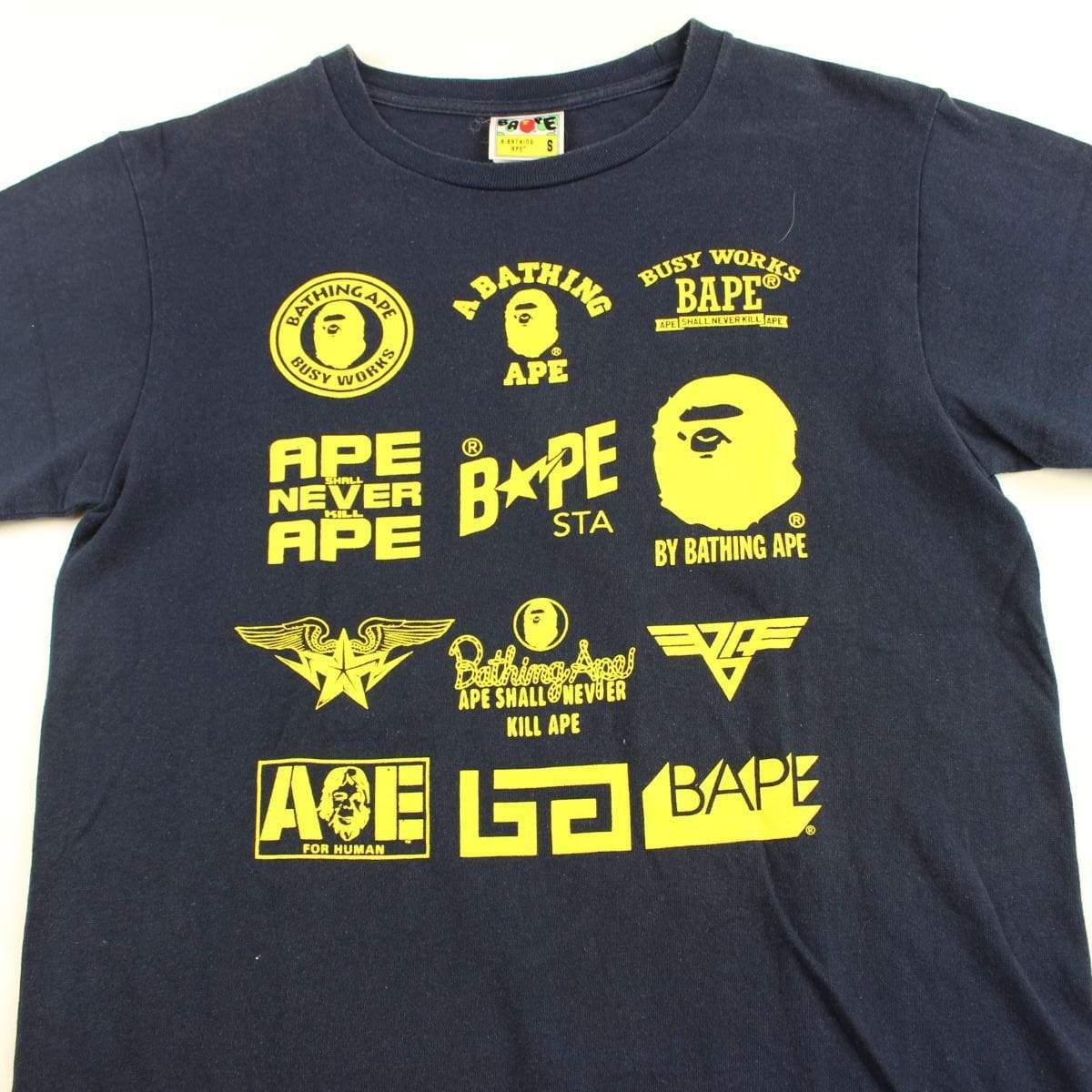 Bape Yellow Multi Logos Tee Black - SaruGeneral