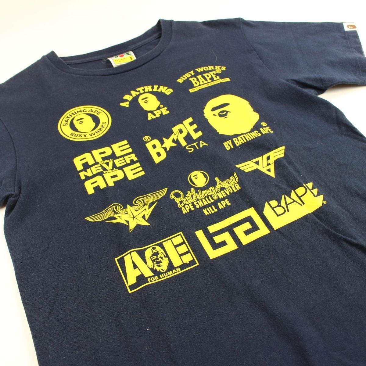 Bape Yellow Multi Logos Tee Black - SaruGeneral