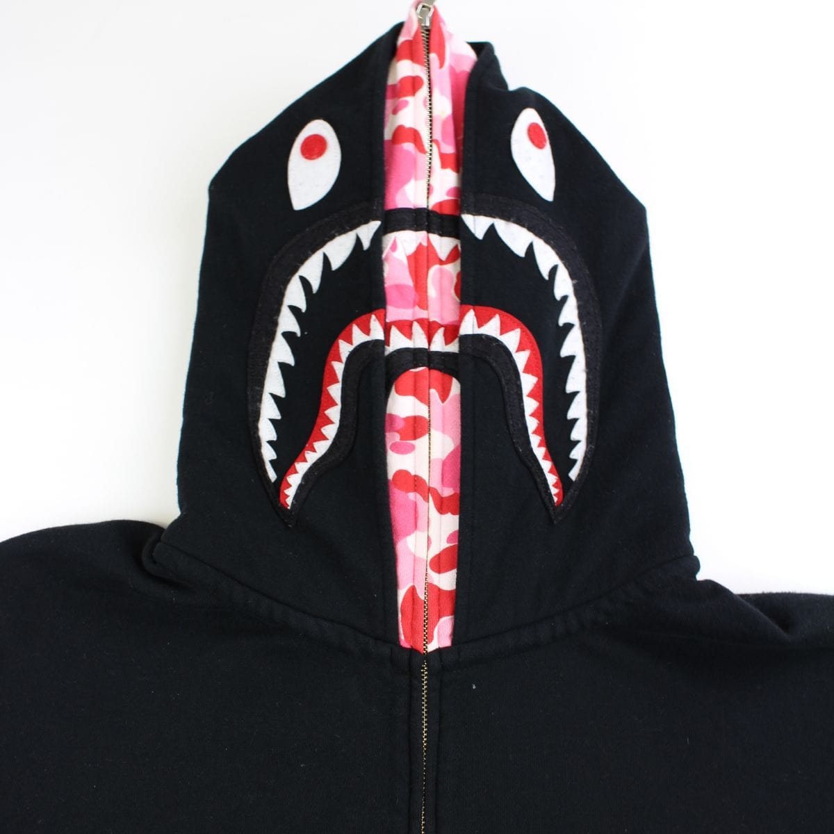 Bape Black & Pink Camo Double Shark Hoodie Fullzip - SaruGeneral