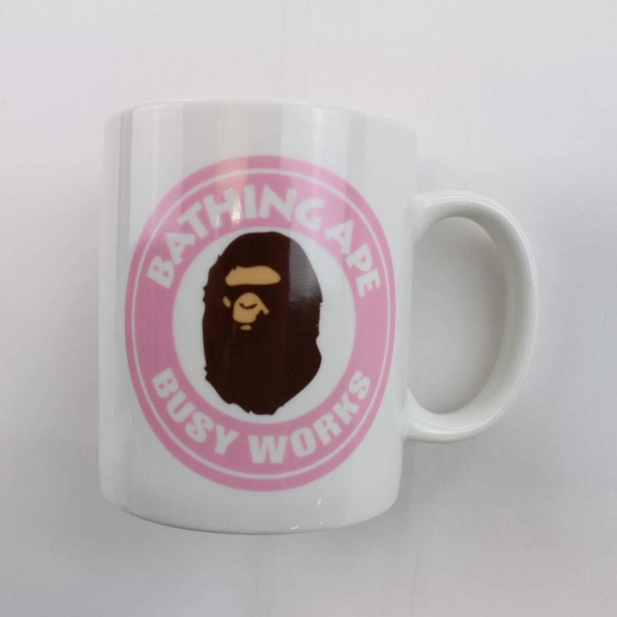 Bape Busy Works Logo Pink Mug White - SaruGeneral