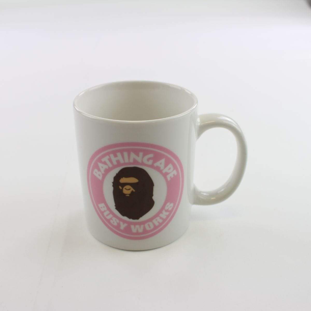 Bape Busy Works Logo Pink Mug White - SaruGeneral