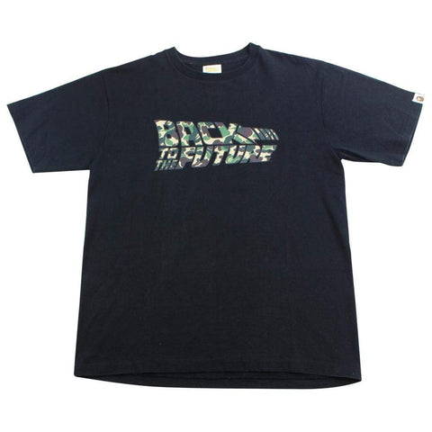 Bape x Back to the Future Green Camo Logo Tee Black