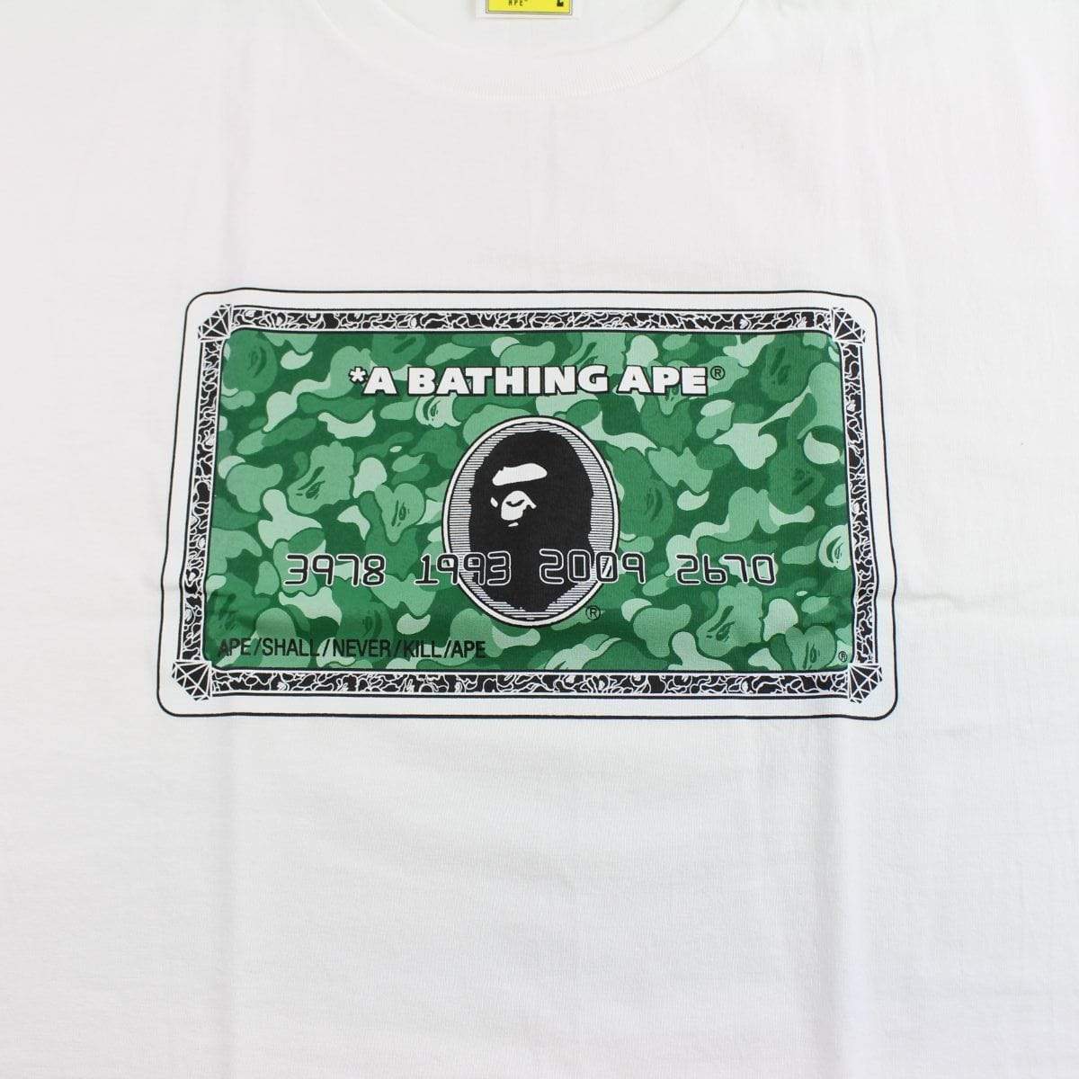 Bape Green membership Card Logo Tee White - SaruGeneral