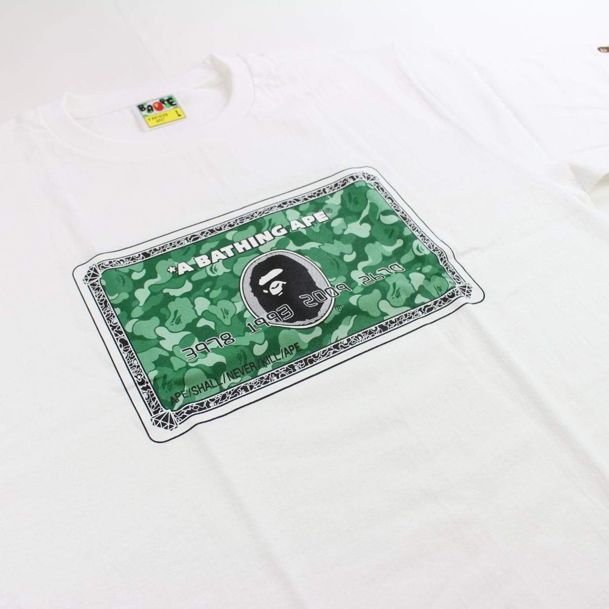 Bape Green membership Card Logo Tee White - SaruGeneral