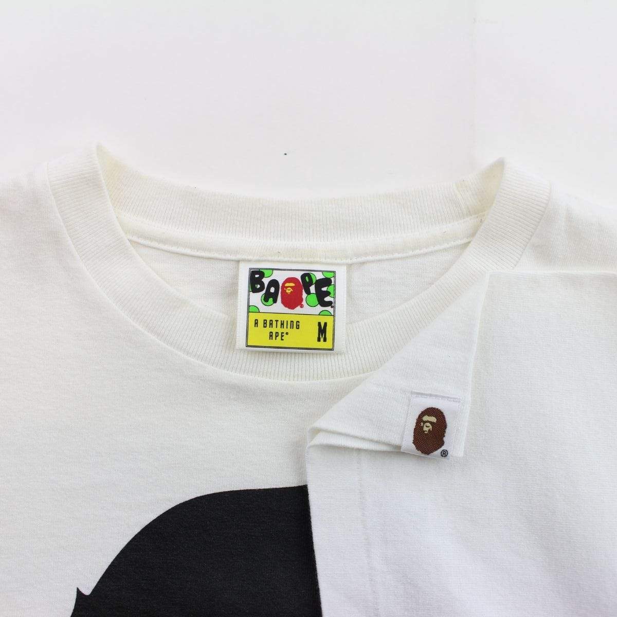 Bape Black & White Gradient Big Ape Logo Tee White - SaruGeneral