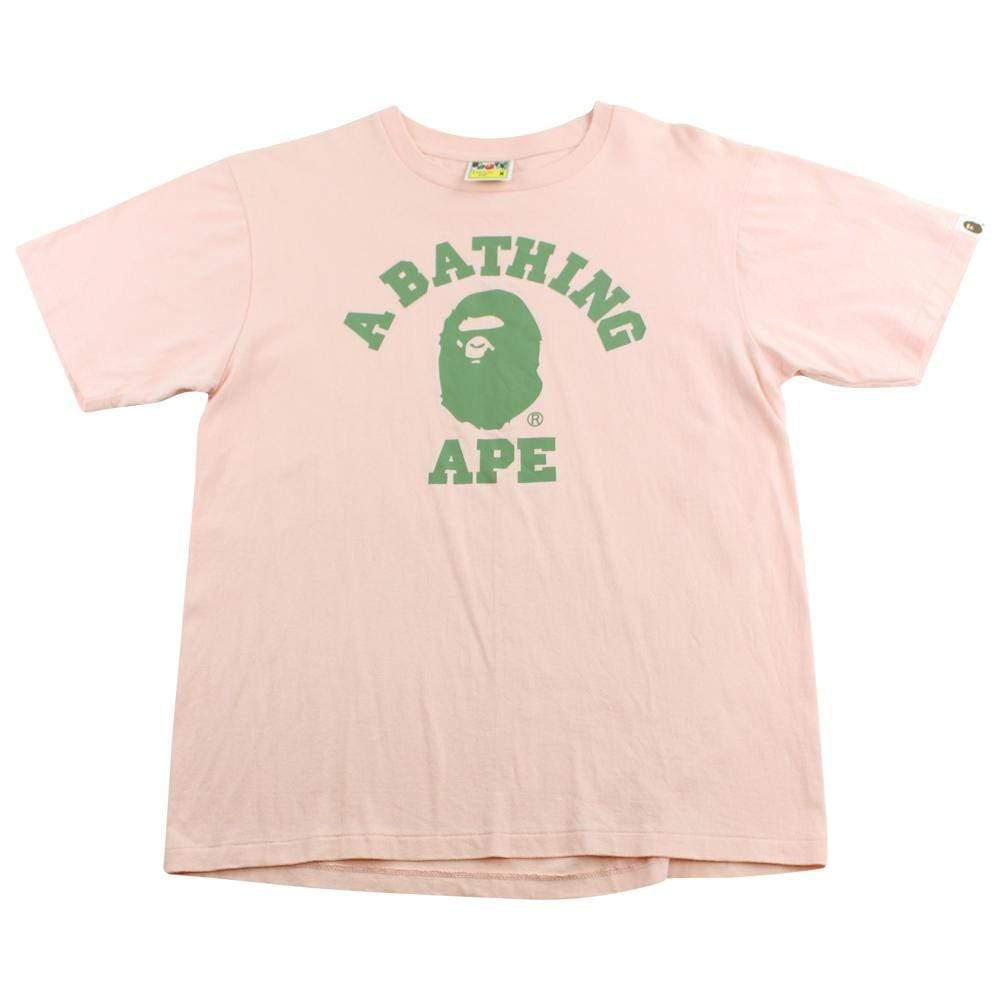 Bape Olive College Logo Tee Pink - SaruGeneral