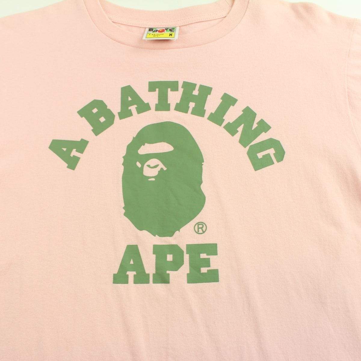 Bape Olive College Logo Tee Pink - SaruGeneral