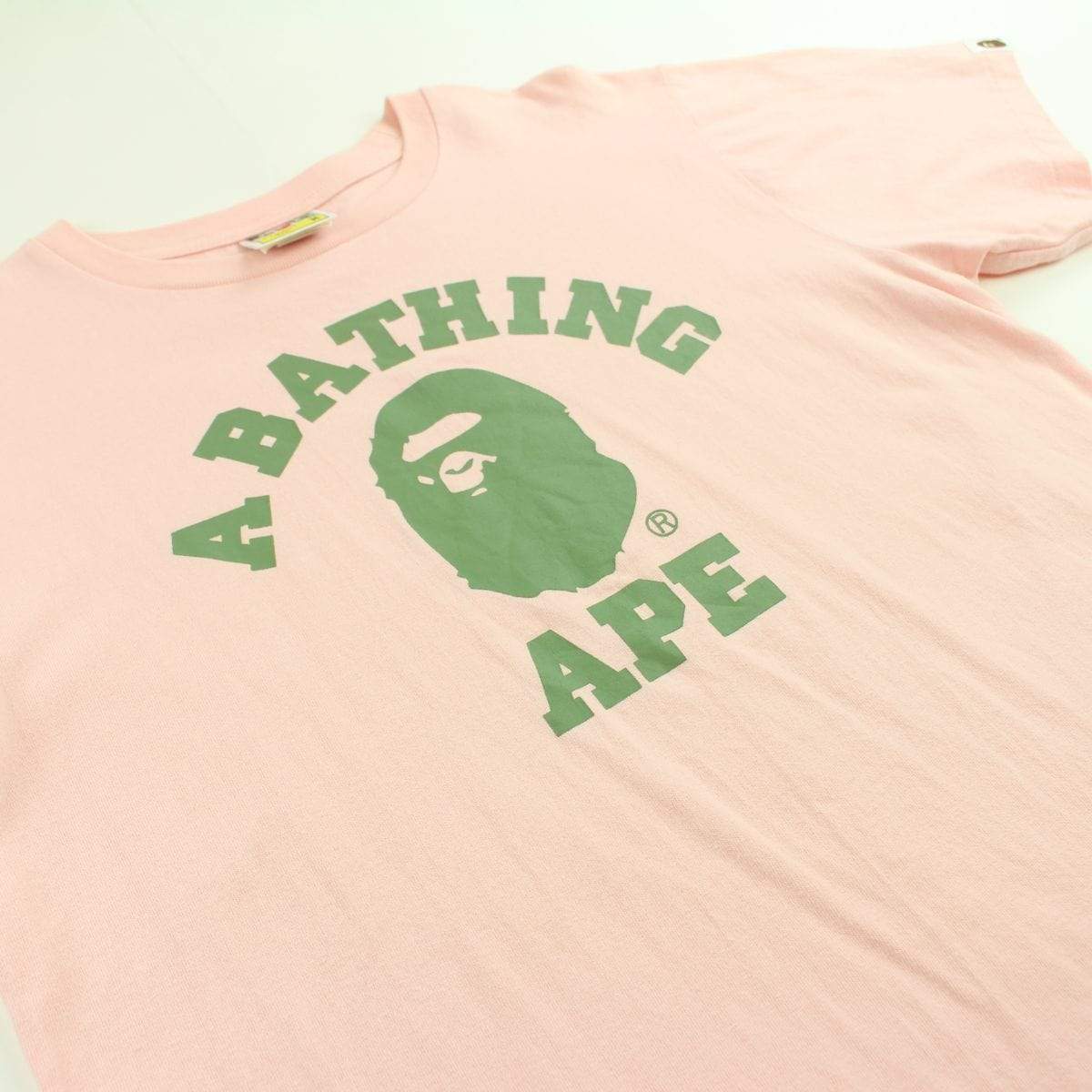 Bape Olive College Logo Tee Pink - SaruGeneral