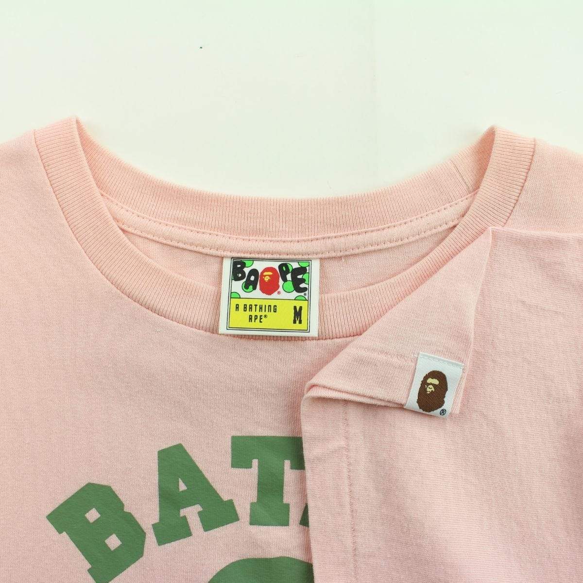 Bape Olive College Logo Tee Pink - SaruGeneral