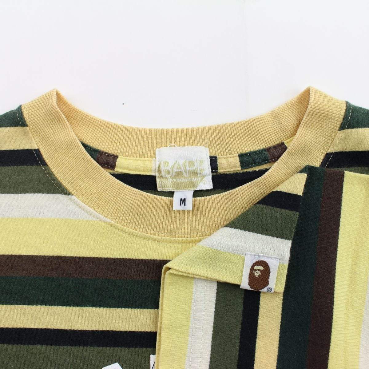 bape x kaws yellow striped college logo tee - SaruGeneral