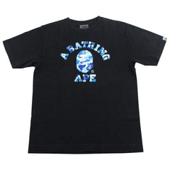 T-shirt universitaire Bape Angry ABC bleu camouflage
