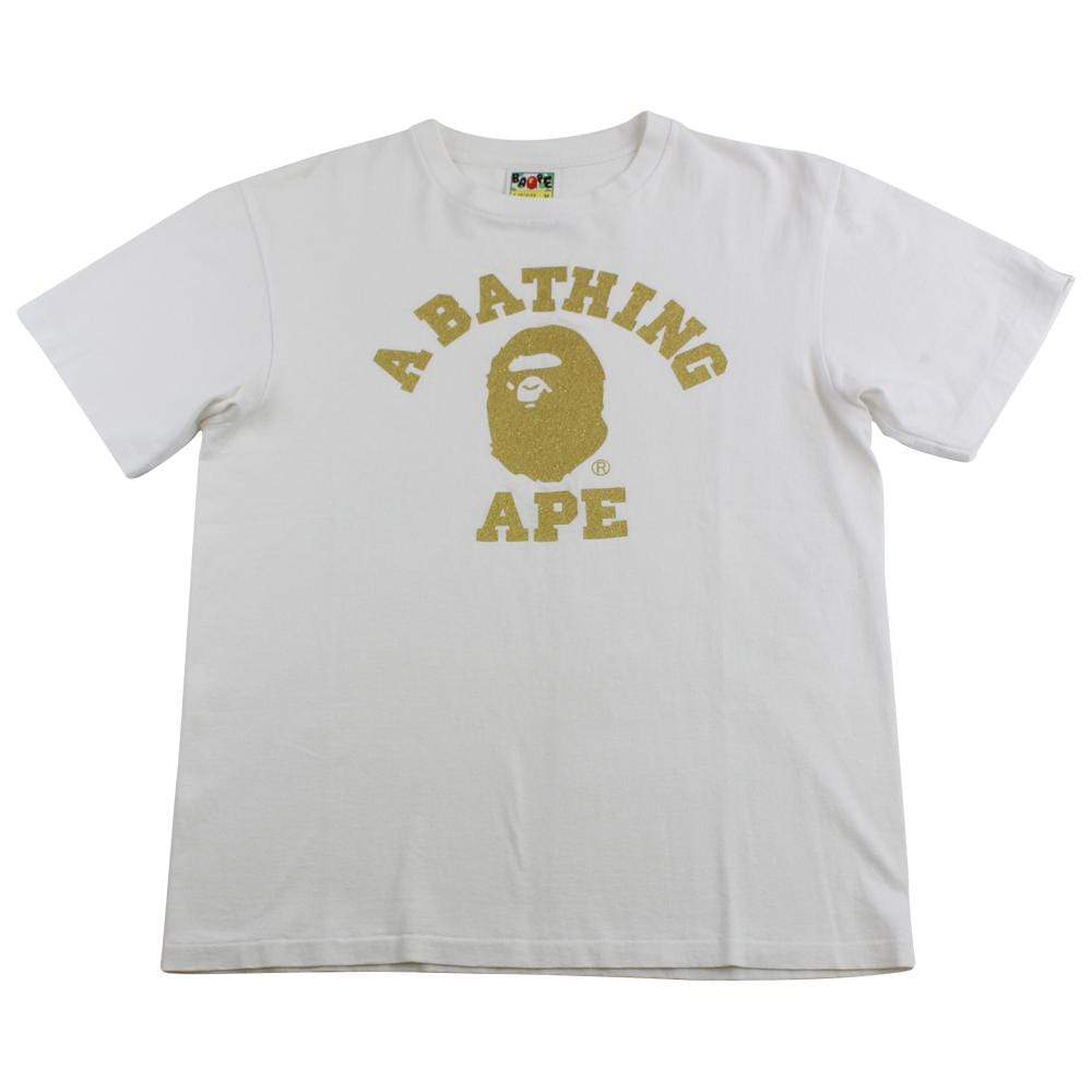 Bape Gold Glitter College logo tee - SaruGeneral