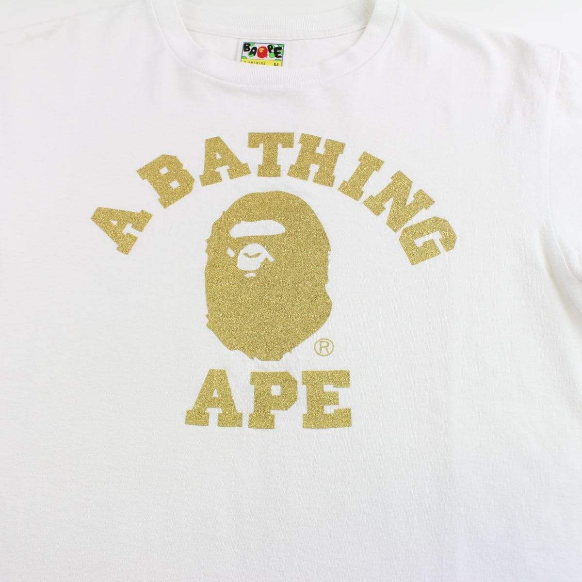 Bape Gold Glitter College logo tee - SaruGeneral