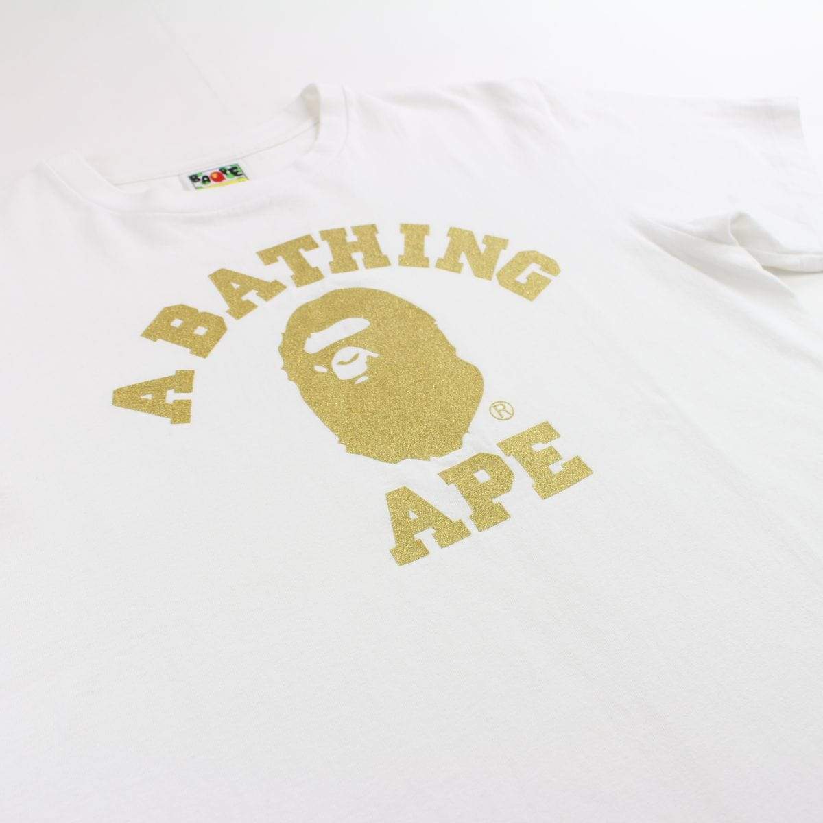 Bape Gold Glitter College logo tee - SaruGeneral