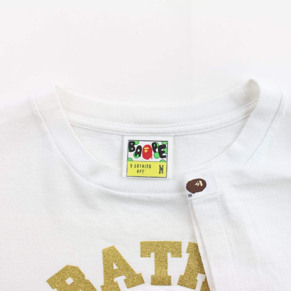 Bape Gold Glitter College logo tee - SaruGeneral