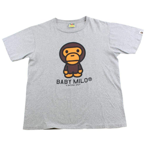 Bape baby milo figure logo tee grey