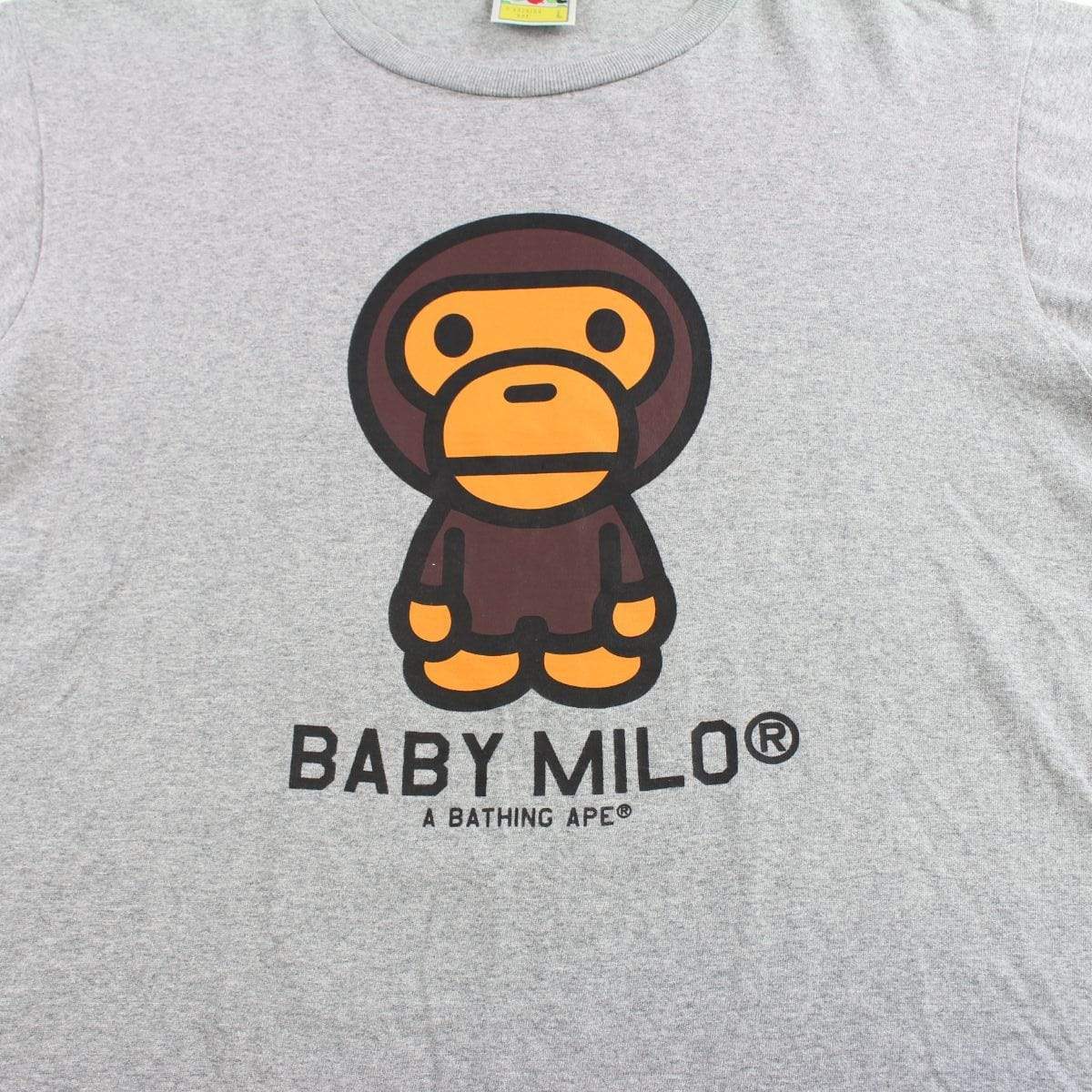 Bape baby milo figure logo tee grey - SaruGeneral
