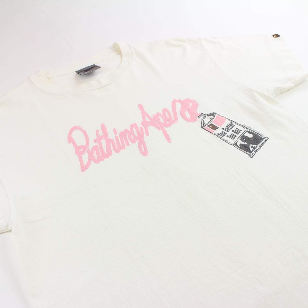 bape pink paint tee white - SaruGeneral