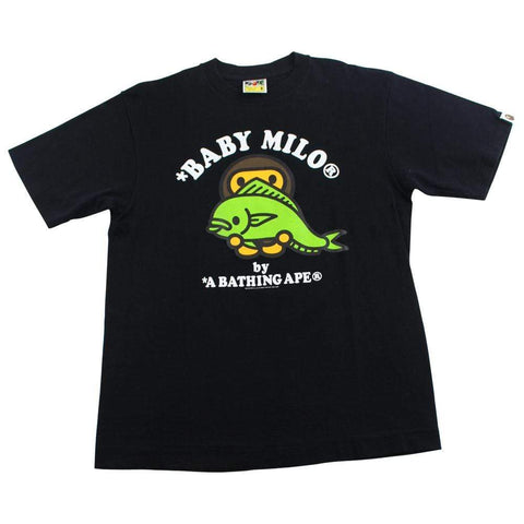 Bape Baby milo fish logo tee black