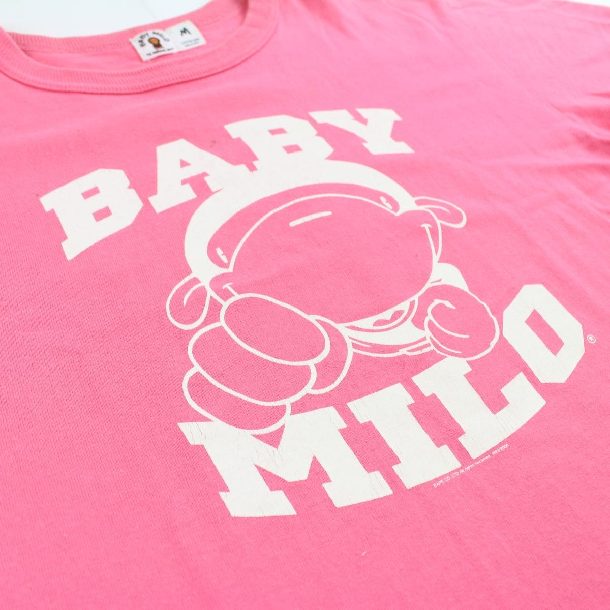 Bape Baby Milo Text Tee Pink - SaruGeneral